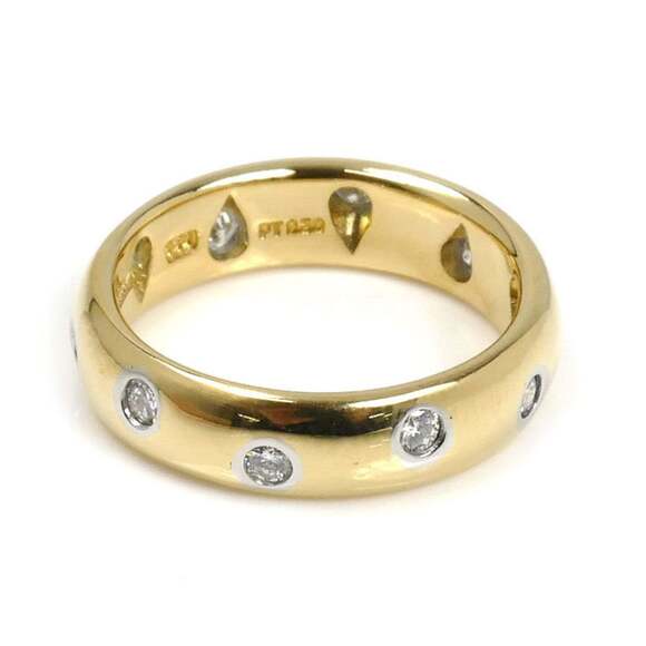 TIFFANY & Co. 18K Yellow Gold Pt950 Platinum Dot Diamond Ring, Size 6.5, 4.7g... - Picture 3 of 7